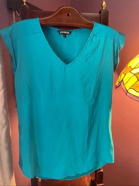 EXPRESS TEAL CAP SLEEVE BLOUSE